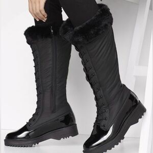 Aldo Black Faux Fur Winter Waterproof Boots Size 7